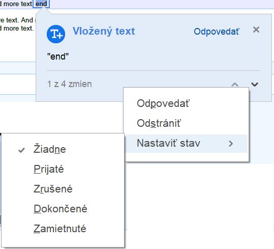 Nastavenie stavu zmeny