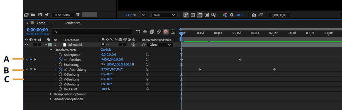 Keyframe-Navigator im Zeitleistenfenster