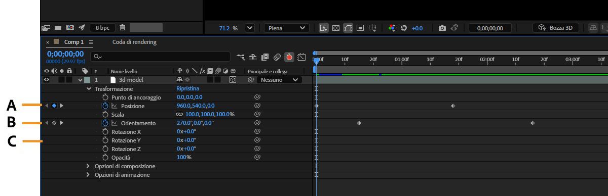 Strumento di navigazione nel pannello Timeline