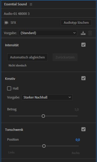 SFX-Optionen