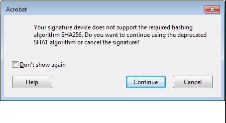 İmza aygıtınız, gereken SHA256 karma algoritmasını desteklemiyor mesajı