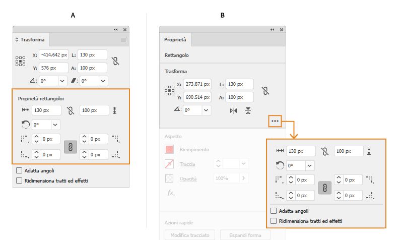 Specificare le opzioni di forma dinamica