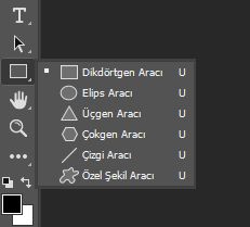 photoshop'ta şekil araçları
