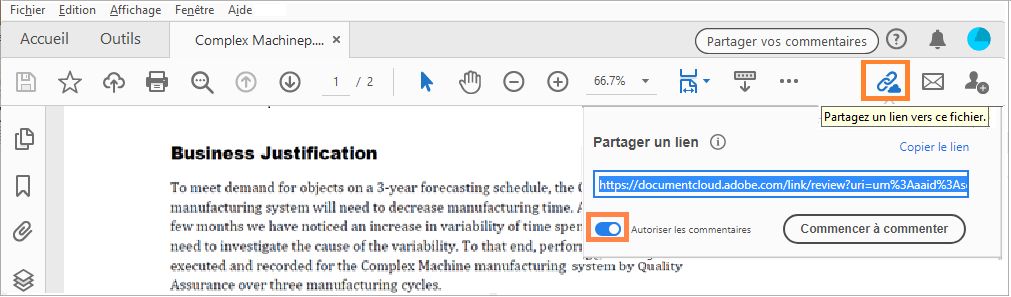 Partager un lien vers le fichier