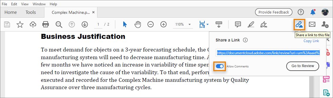 مشاركة رابط إلى الملف