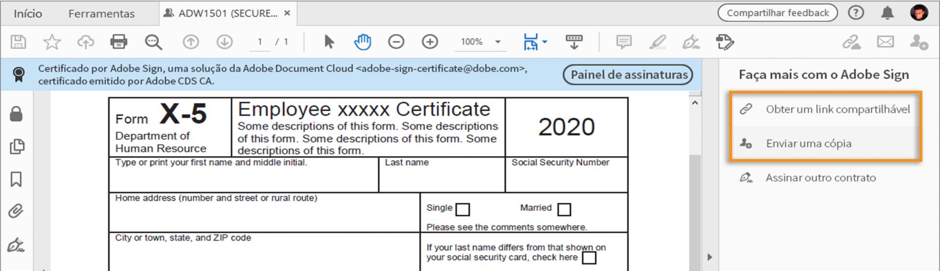 Compartilhe o documento protegido