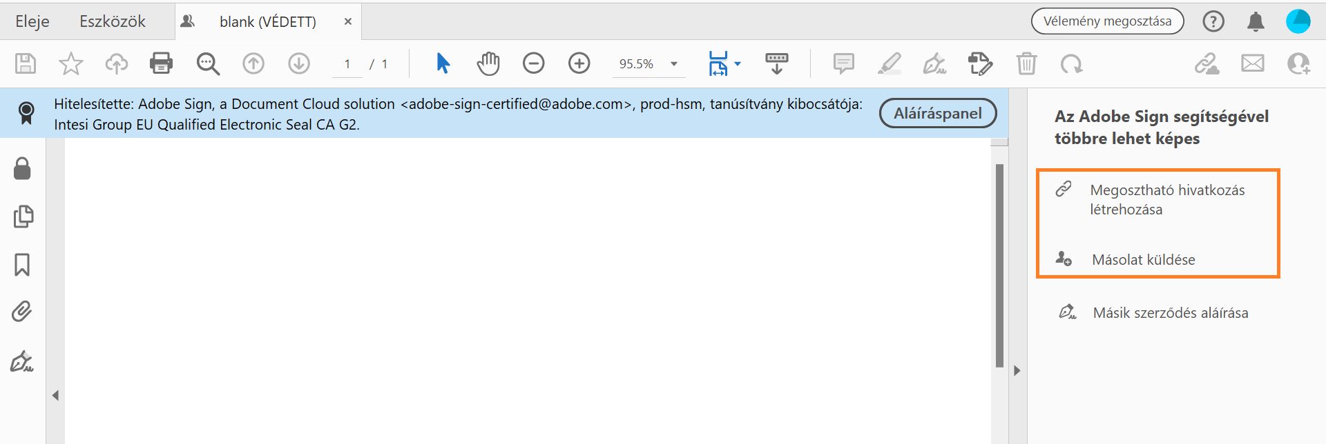 Védett dokumentum megosztása