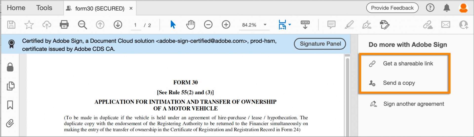 مشاركة المستند الآمن