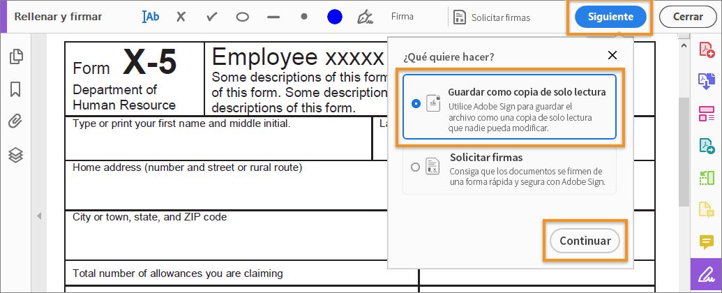 Compartir una copia de solo lectura del documento
