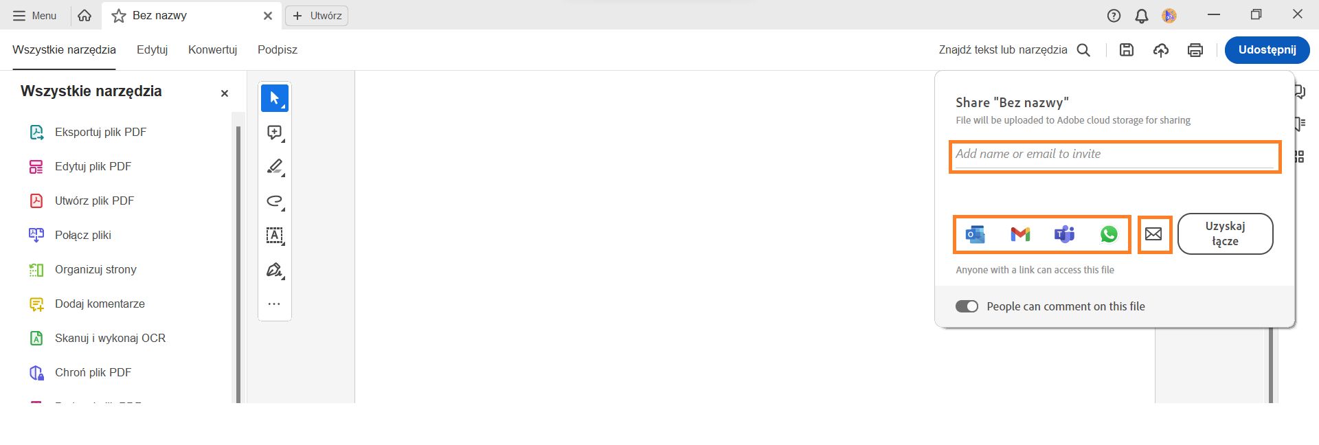 Udostępnij łącze innym