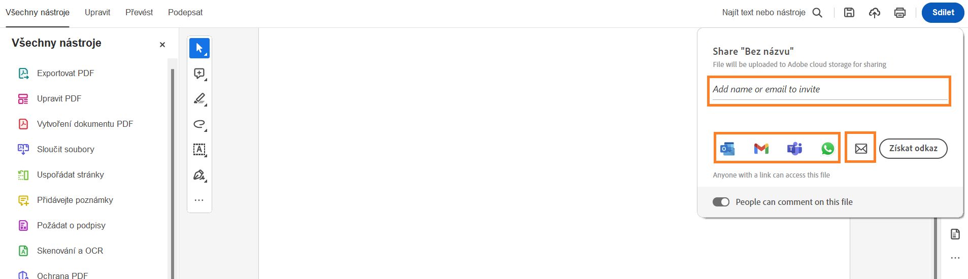 Sdílení odkazu s ostatními