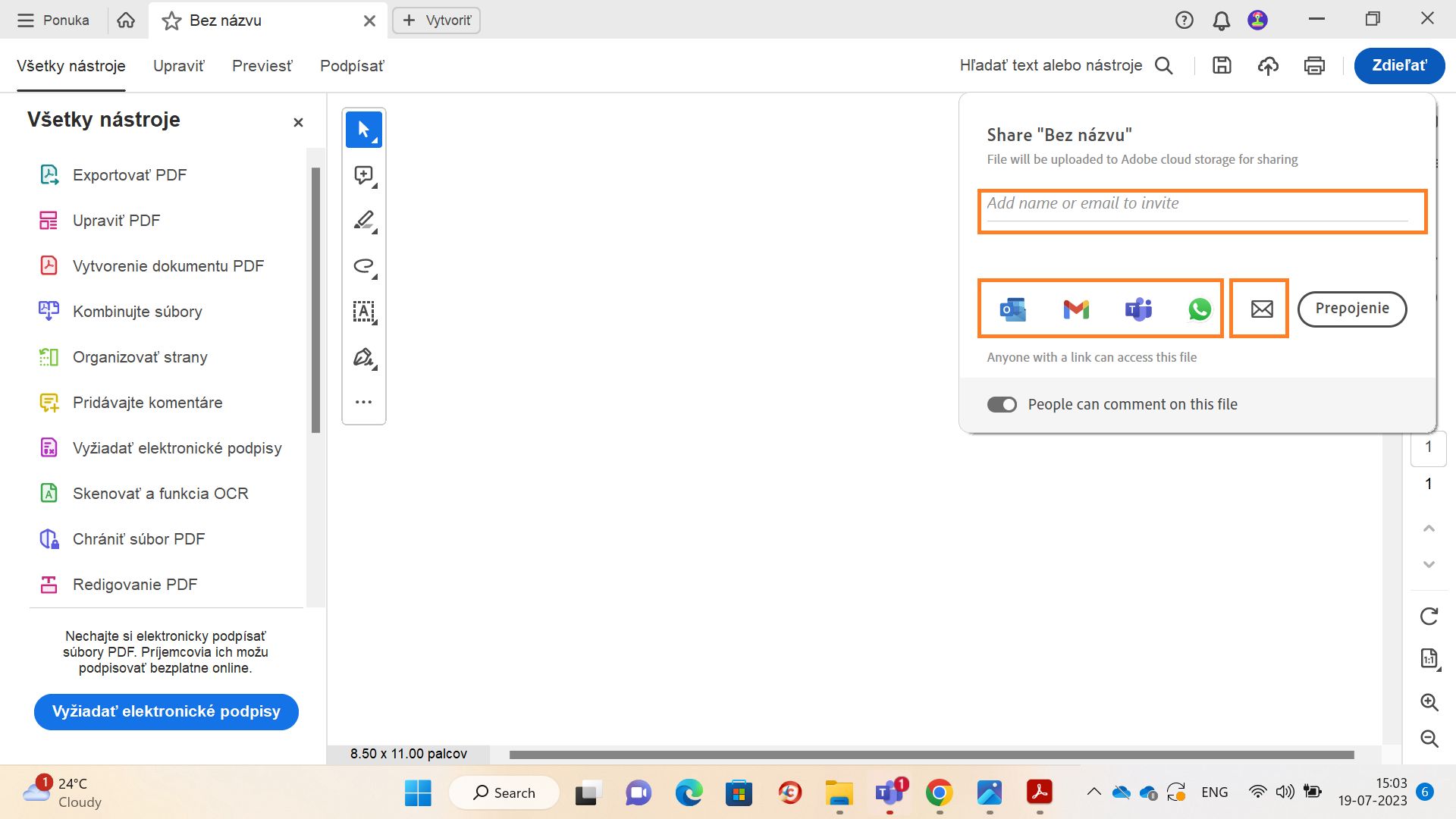 zdieľať prepojenie s ostatnými.