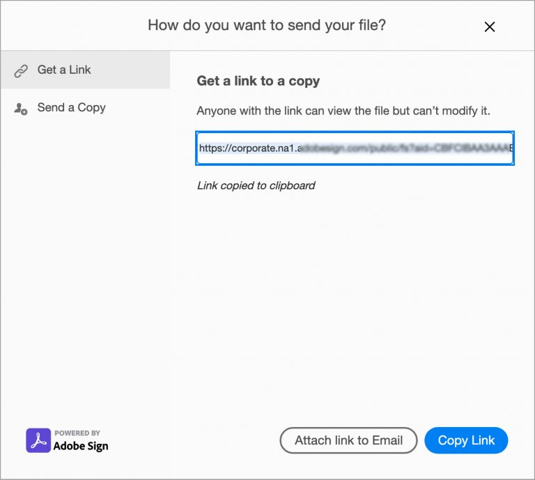 نسخ الرابط أو إرفاقه برسالة البريد الإلكتروني