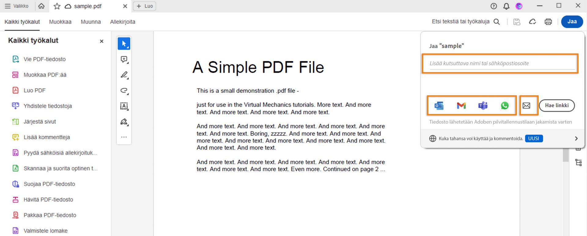 Linkin jakaminen muiden kanssa
