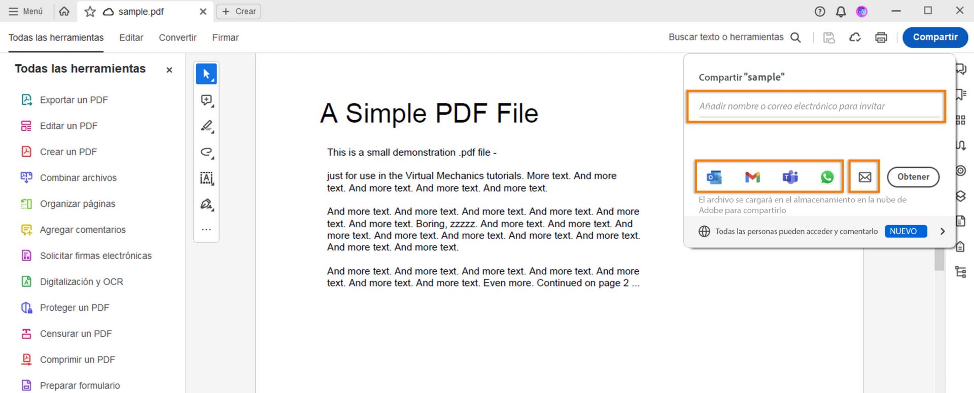 Compartir vínculo con otras personas
