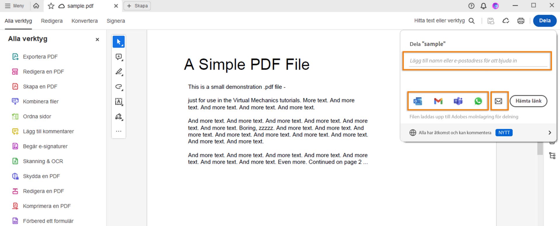 Dela länken med andra