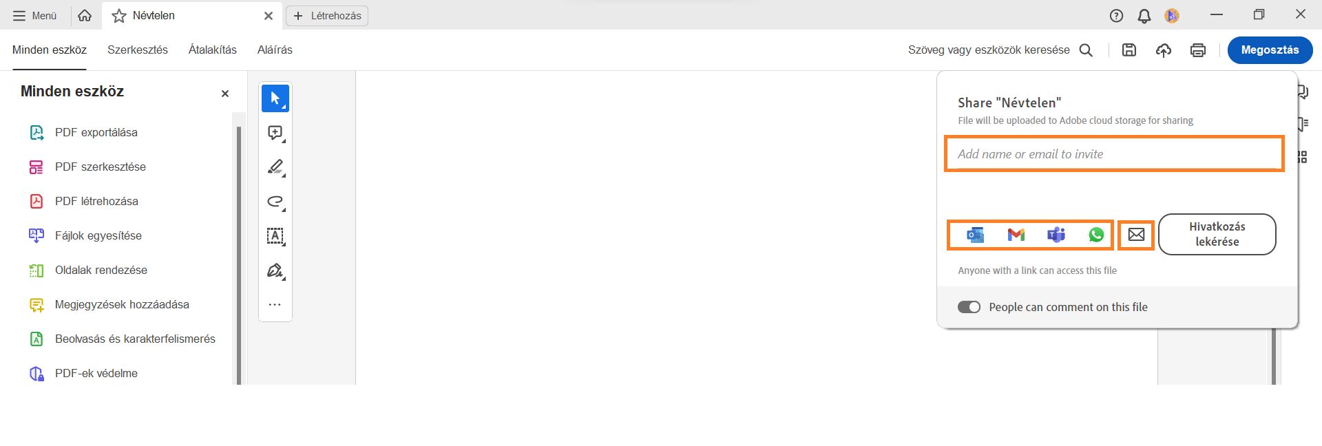 Hivatkozás megosztása másokkal