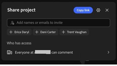 The Share project screen with the only invited people can access option selected.
