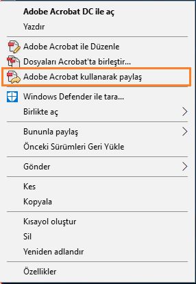 Adobe Acrobat kullanarak paylaş