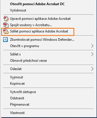 Sdílení pomocí aplikace Adobe Acrobat