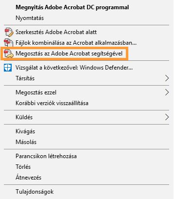 Megosztás Adobe Acrobat használatával