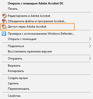 Доступ через Adobe Acrobat