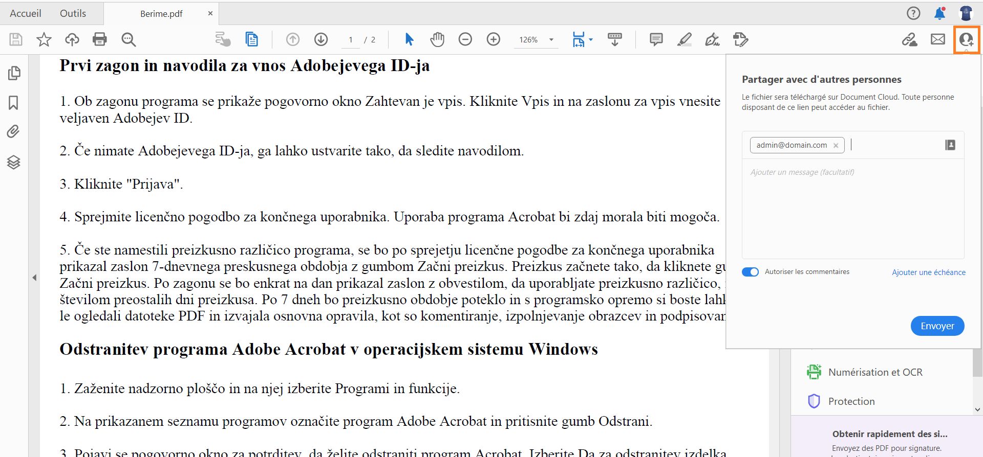 Inviter des utilisateurs à consulter ou à commenter un fichier PDF