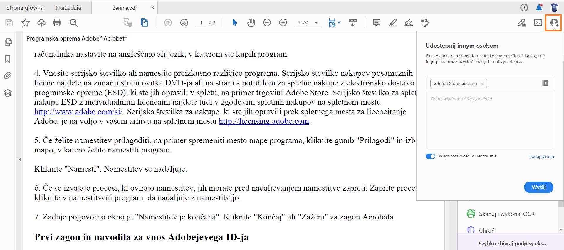 Zapraszanie osób do oglądania lub komentowania