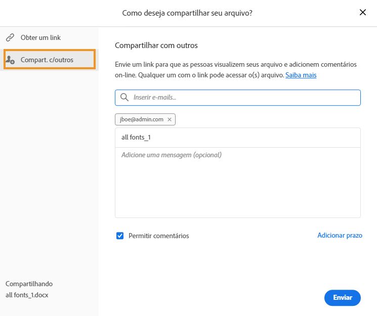 Convidar pessoas para revisar o PDF