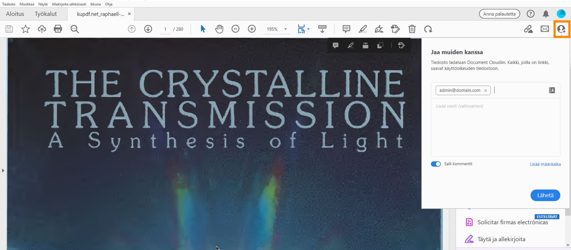 Kutsu ihmisiä tarkastelemaan tai kommentoimaan tiedostoa