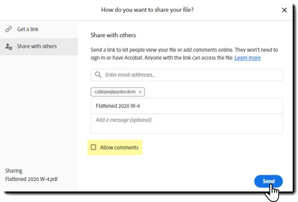 Convide pessoas por email