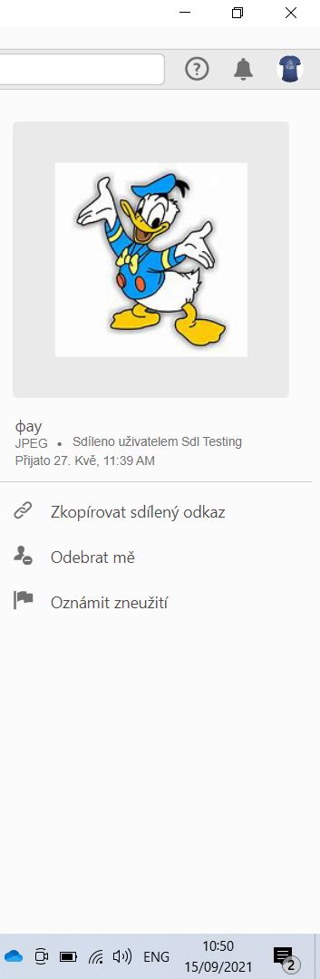 Akce u souborů přijatých k zobrazení