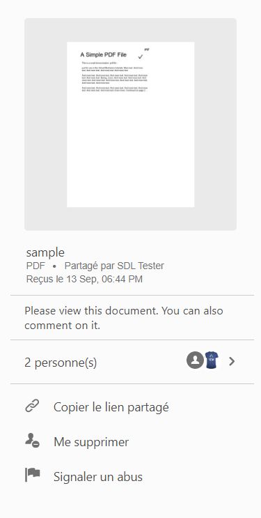 Actions sur les fichiers reçus pour consultation