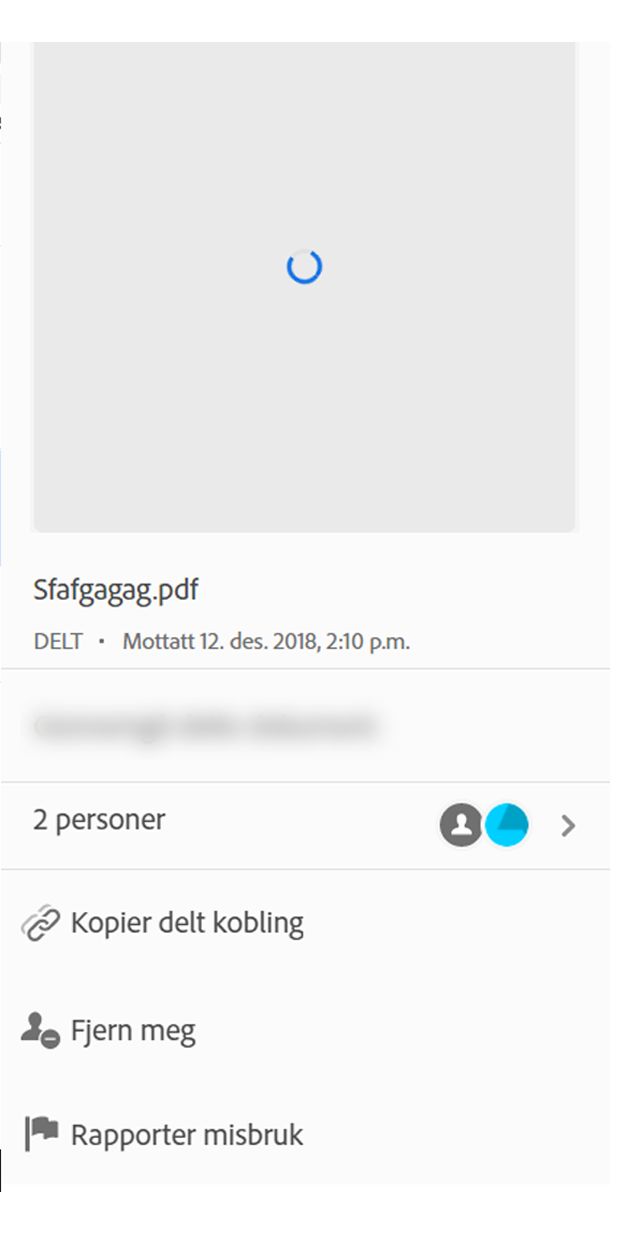 Handlinger på filer som er mottatt for visning