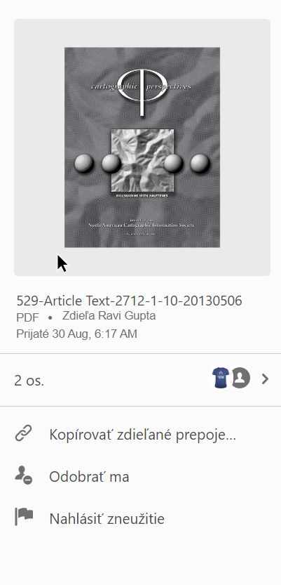 Akcie so súbormi prijatými na zobrazenie