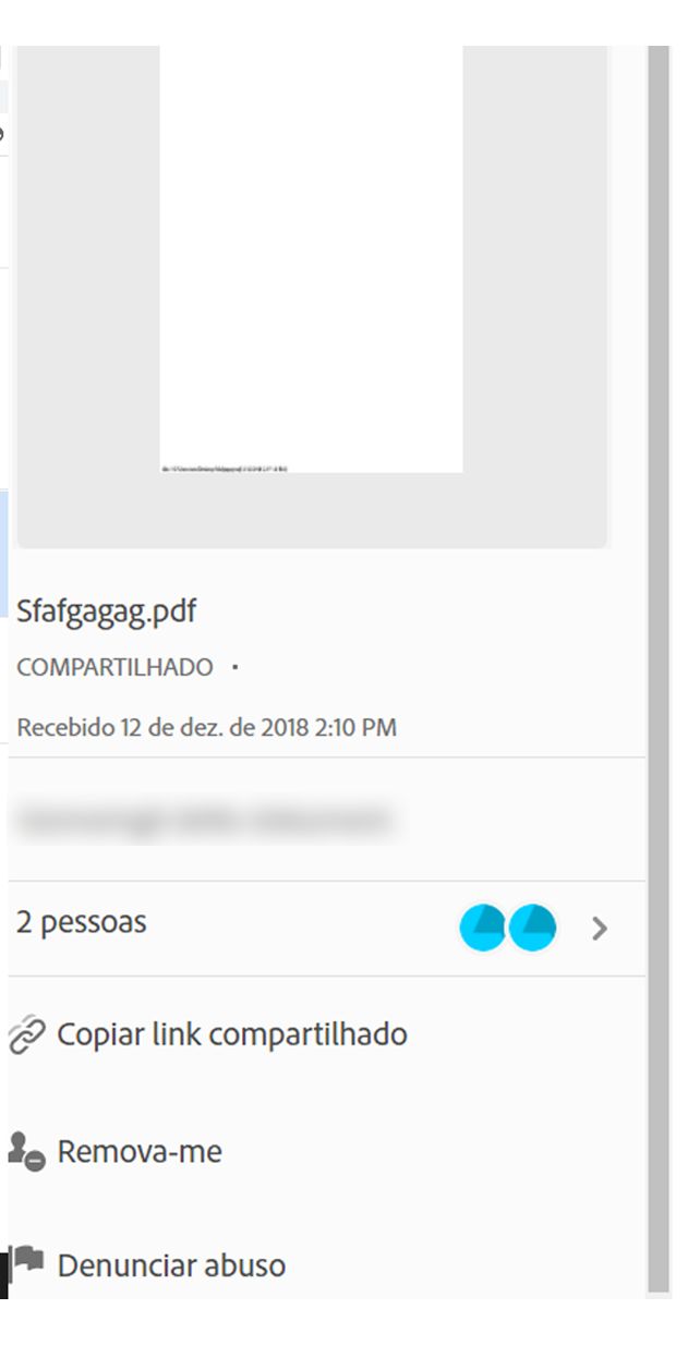 Ações para arquivos recebidos para visualização
