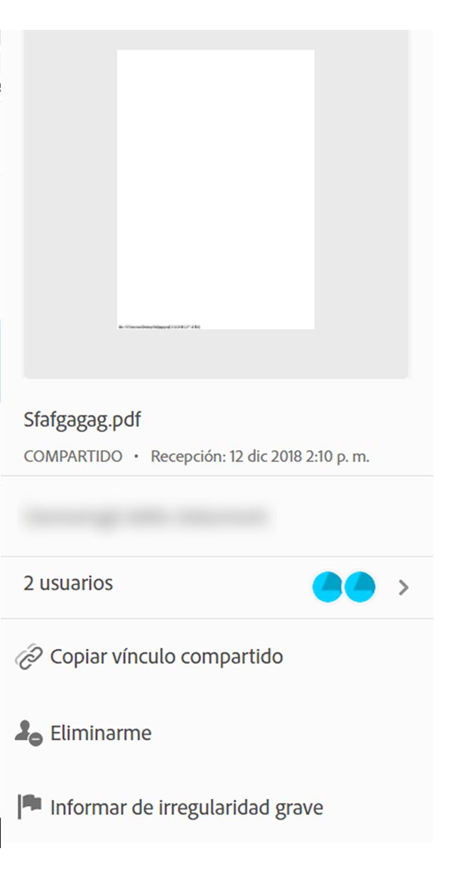Acciones en archivos recibidos para su visualización