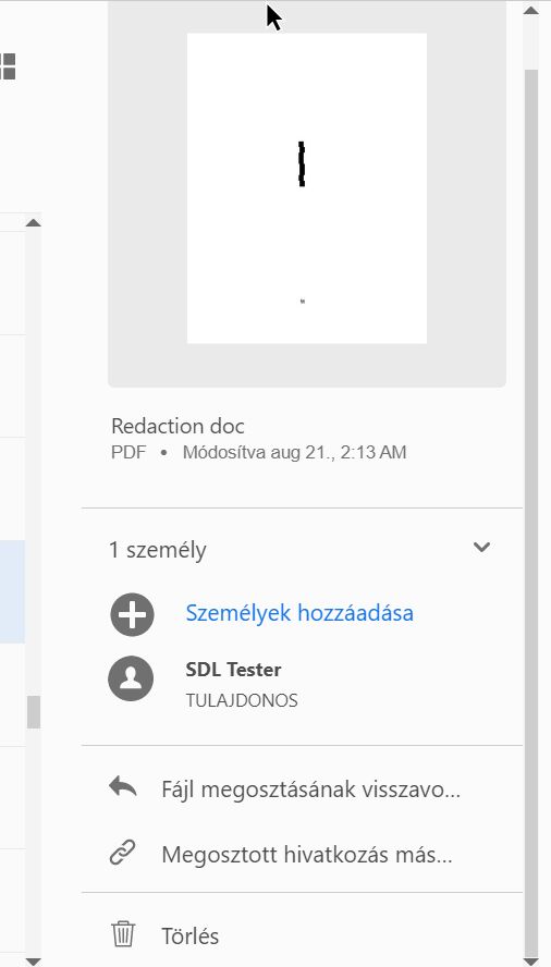 A megtekintésre megosztott fájlokkal kapcsolatos műveletek