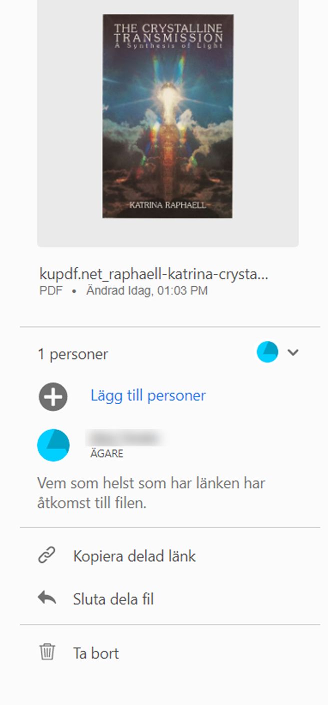 Åtgärder på filer som delats för visning
