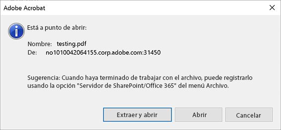 PDF alojado en SharePoint en Acrobat