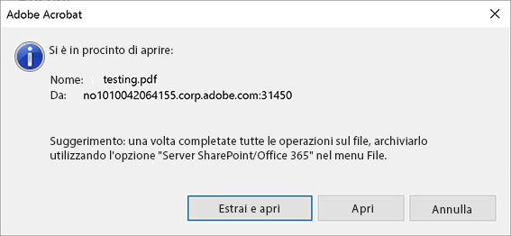 PDF ospitato in SharePoint e aperto in Acrobat