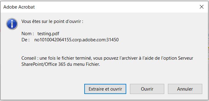 PDF hébergé sur SharePoint dans Acrobat