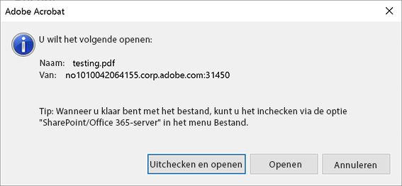 Door SharePoint gehoste PDF in Acrobat