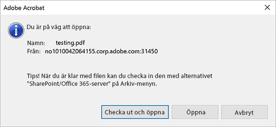 PDF-fil som finns på SharePoint i Acrobat