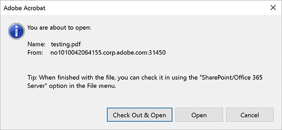 PDF שמאוחסן ב-SharePoint, ב-Acrobat