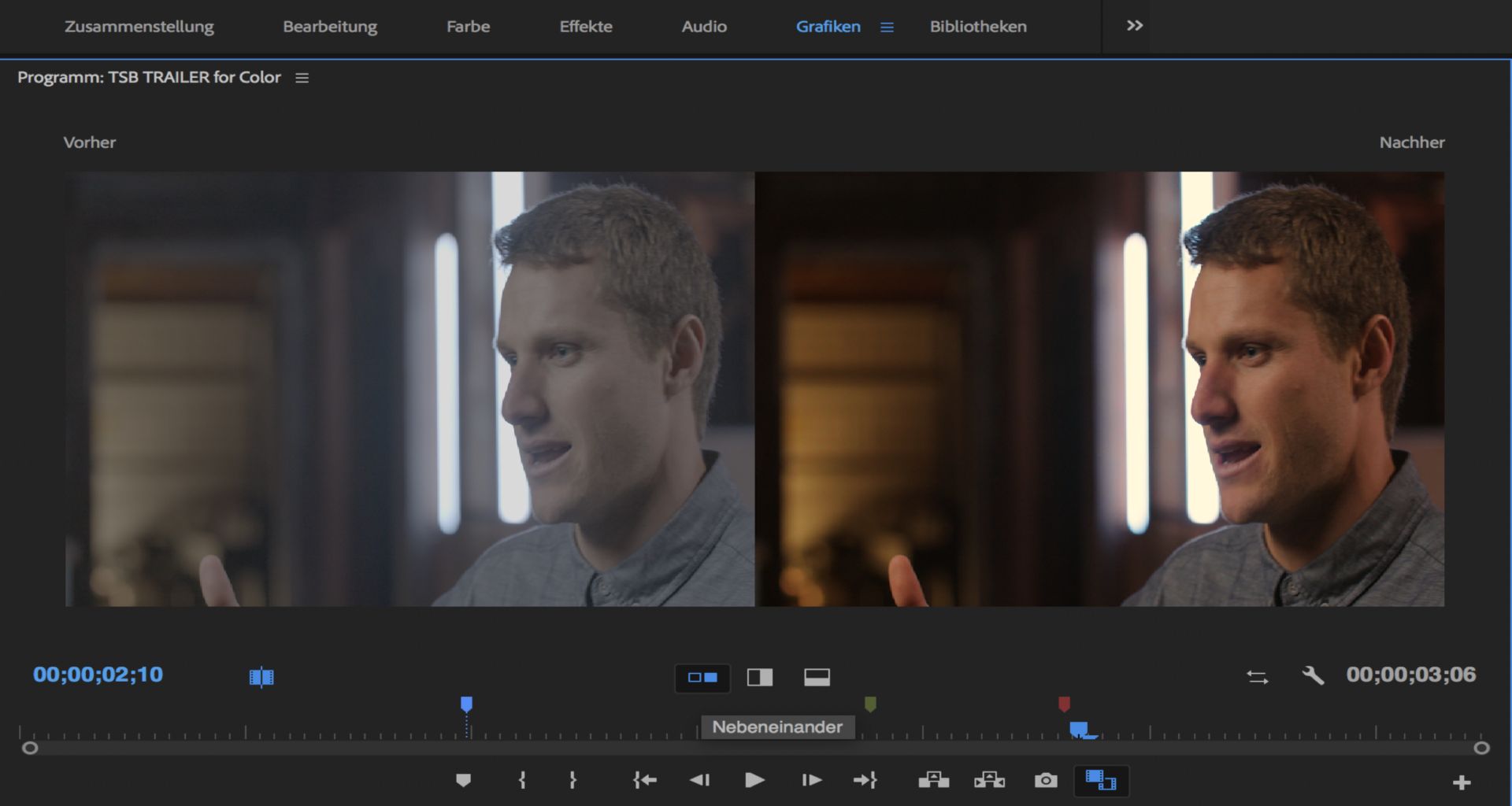 Vorher- und Nachher-Frame-Vergleich
