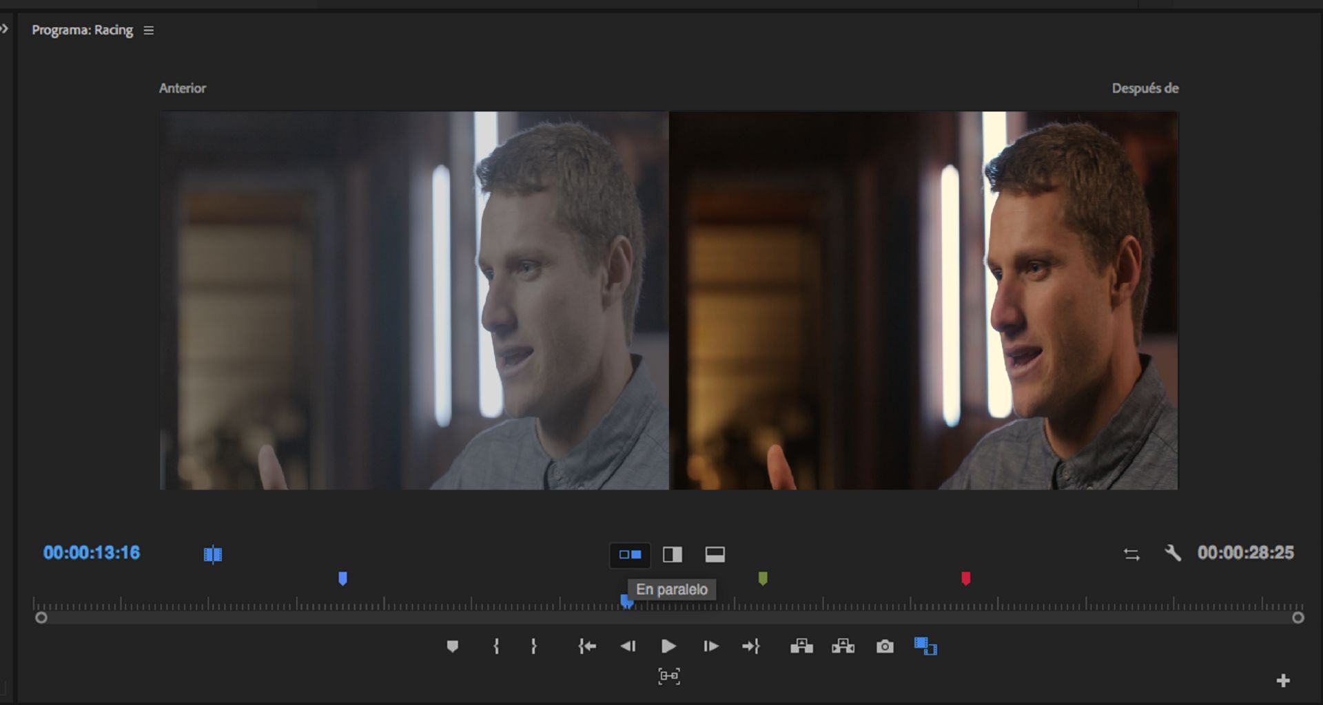Una comparación de fotogramas de antes y después