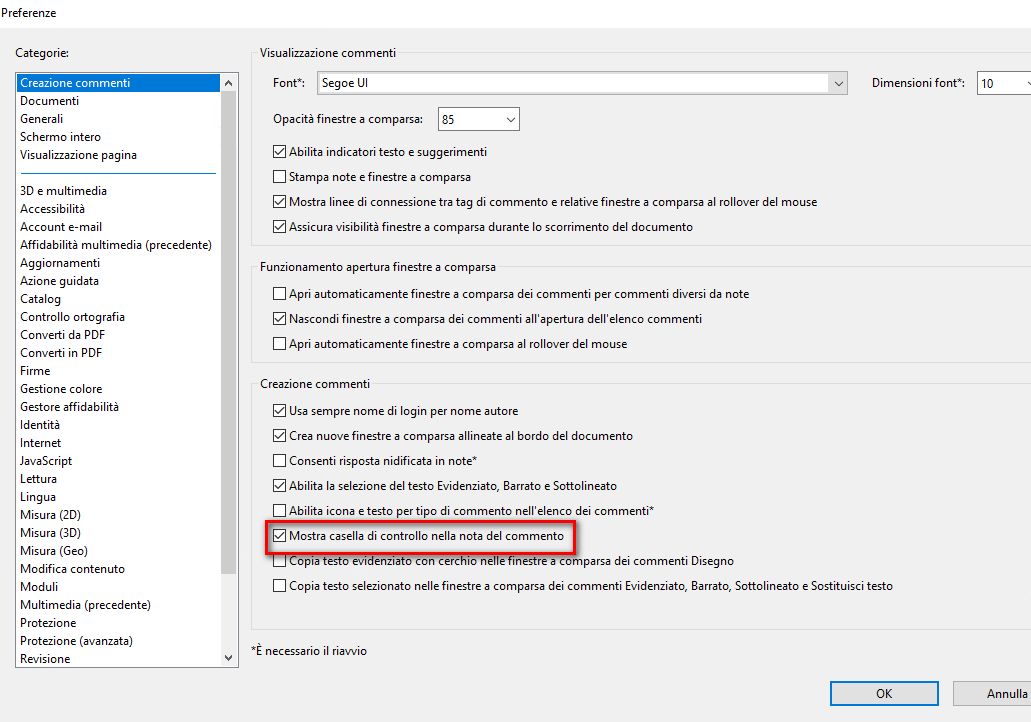 Mostra casella di controllo