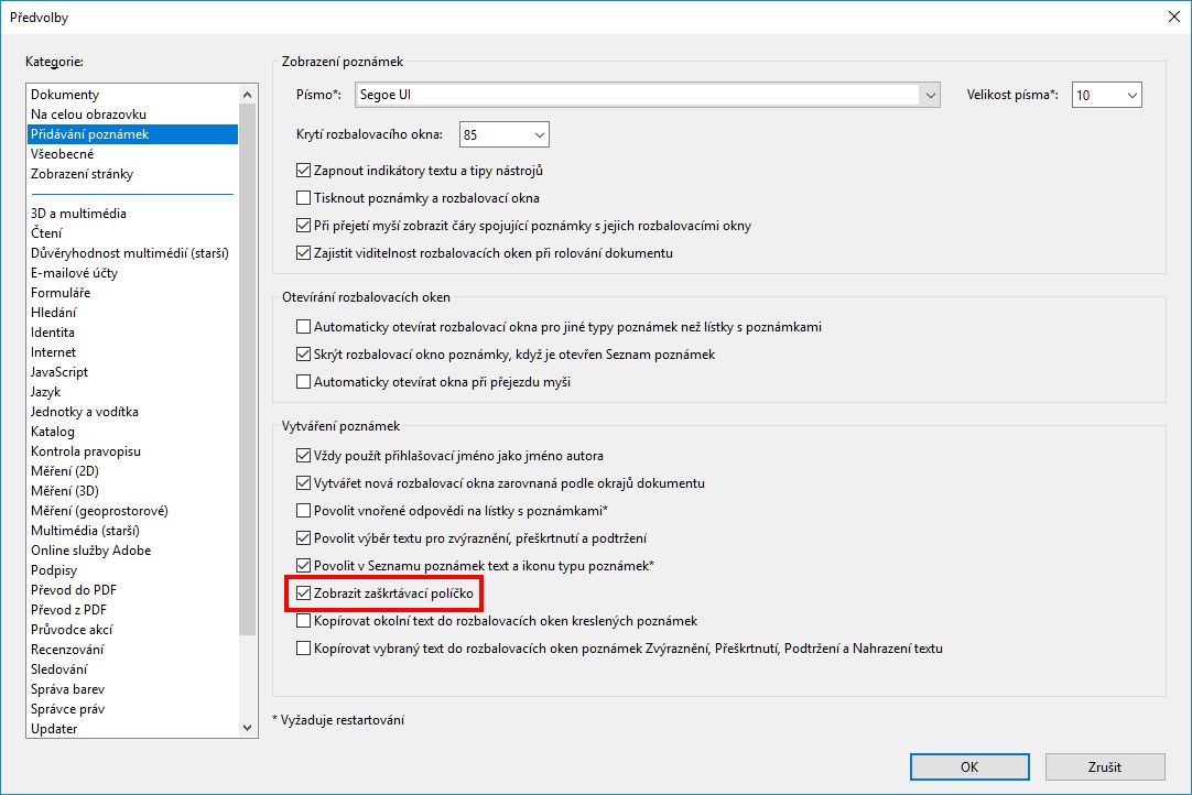 Zobrazit zaškrtávací políčko
