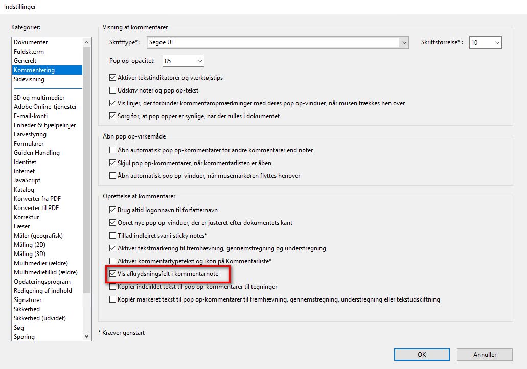 Vis afkrydsningsfelt